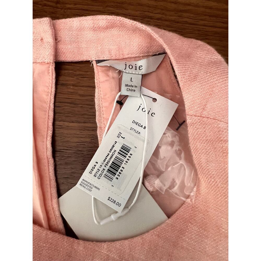 Joie Diega B Linen Dress L Persimmon Pink Drawstring $228 NWT - Picture 4 of 7
